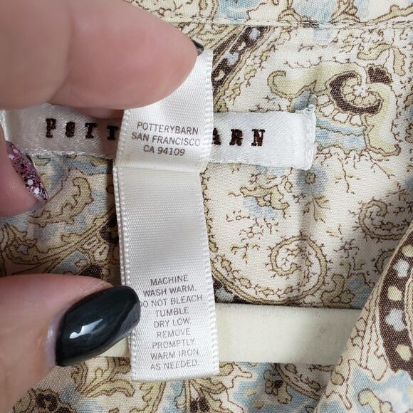 Pottery Barn Size‎ S Pajama Set Beige Paisley Neutral Rustic Timeless Loungewear - Picture 4 of 15